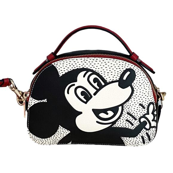 Coach Disney Mickey Mouse X Keith Haring Serena Satchel Chalk Leather C7234 - Picture 1 of 10